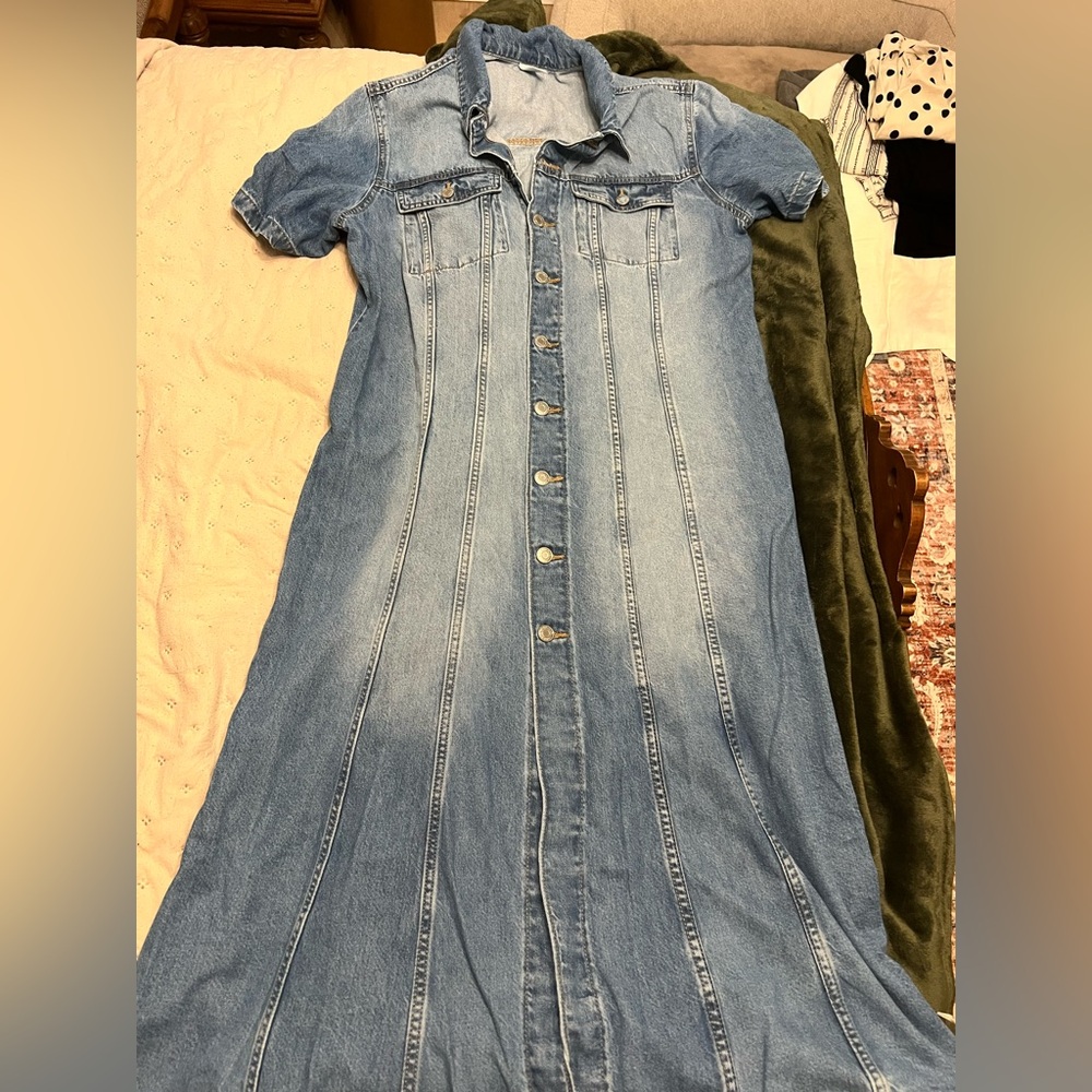 Light Blue Denim Button-Front Dress